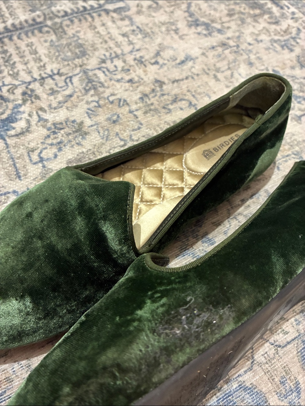 Birdies Velvet Slip-On Loafers in Dark Green- women’s size 8 - Picture 4 of 6